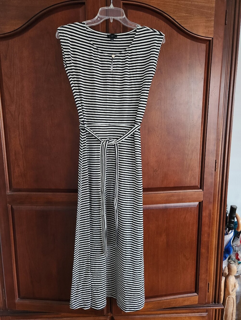 Talbots Black and White Striped Top Petite
